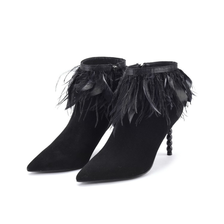 Mujeres botas al Tobillo Feather Puntera Edge Cremallera Puntera Feather en Punta Zapatos taco stiletto gamuza de alta 31652f Mujeres botas al Tobillo Feather Puntera Edge Cremallera Puntera Feather en Punta Zapatos taco stiletto gamuza de alta 31652f