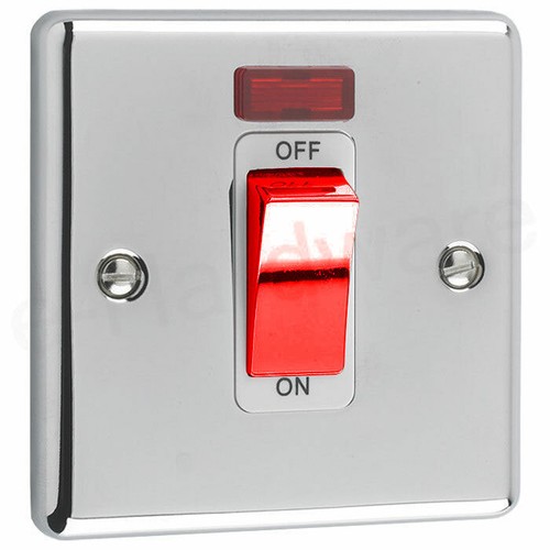 Light Switches and Plug Sockets Trade Range POLISHED CHROME - WHITE INSERTS - Picture 28 of 34