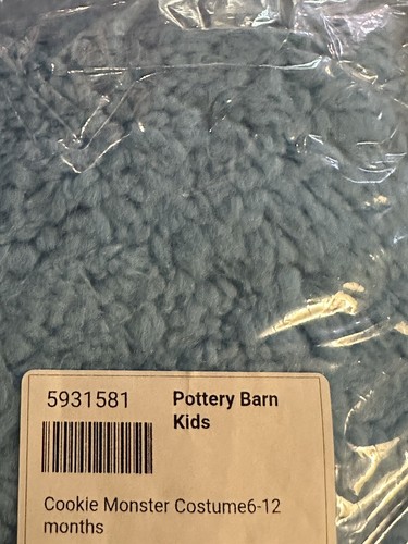 Pottery Barn Sesame Street Cookie Monster Costume 6-12M NEW in Package With Tags - Picture 5 of 5