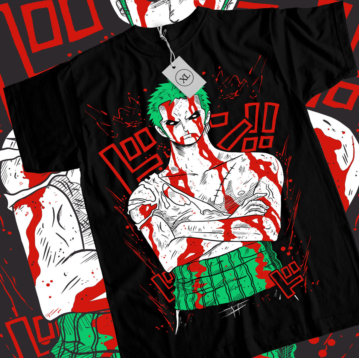 One Piece Roronoa Zoro T-shirt Size L Short Sleeve Round Neck