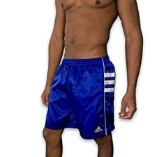 Adidas 90s Super Rare Glanz Satin Soccer Shorts Nylon Navy Blue White Medium