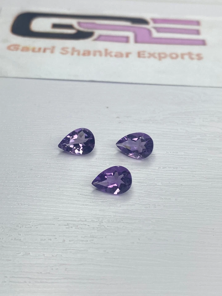 Brazil Amethyst Faceted Pear Cut Loose Gemstone 6x4 mm TO 15x10mm Natural DG - Image 4 of 4