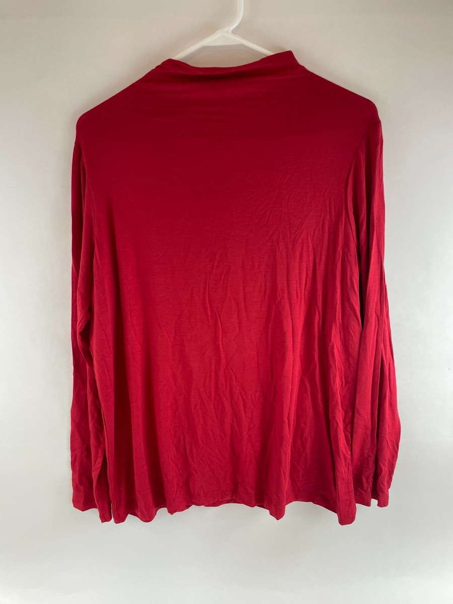 Grace The Perfect Fit Blouse Women's Size 0X Red Long Sleeve