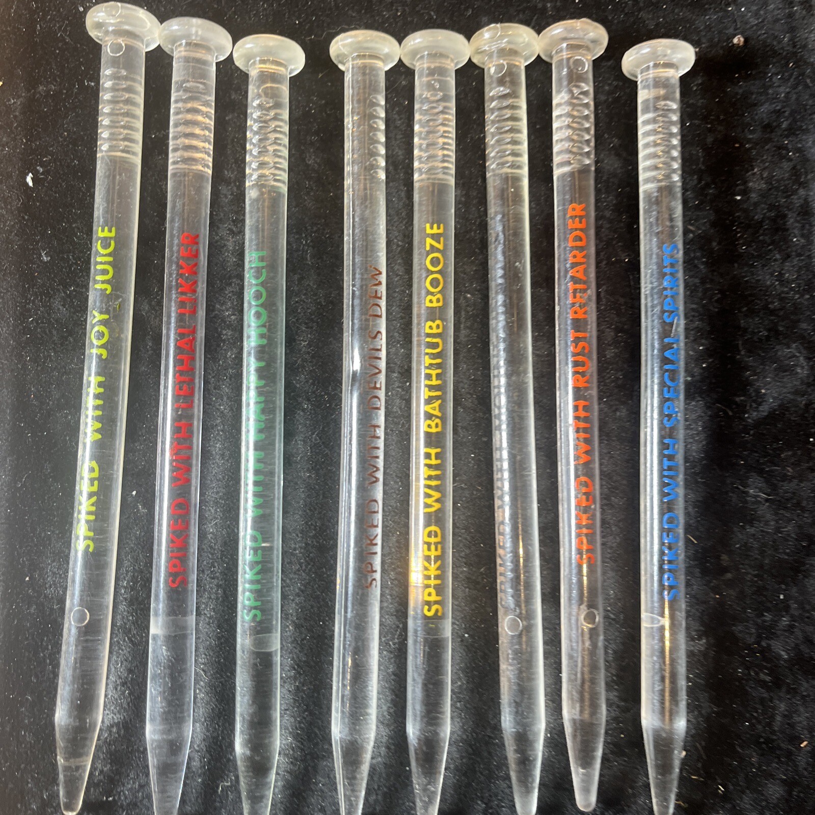 8 Vintage Bar Swizzle Cocktail Drink Stir Stick Muddler Acrylic Spiked