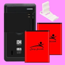 High Power 2x 4770mAh Battery Desktop Charger Bracket for LG Escape 2 H445 NEW