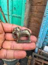 Antique 1800's Old Brass South India Miniature Elephant Figure