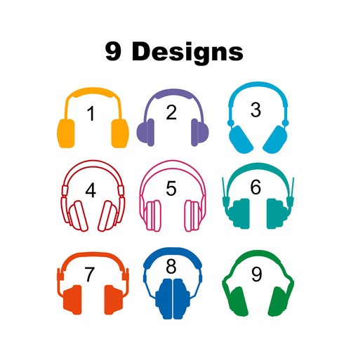 Headphones Decal, Car, Sticker, Window, Laptop, Phone, - Picture 2 of 5