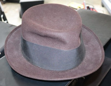 RARE Vintage Men's Dark Brown Brock Porkpie Fedora Hat Size 7 1/4
