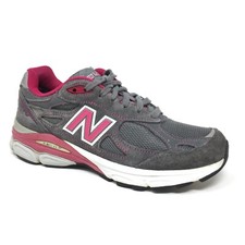 New Balance 990 v3 USA Walking Shoes Sneakers Womens Size 7 Gray Pink Cancer