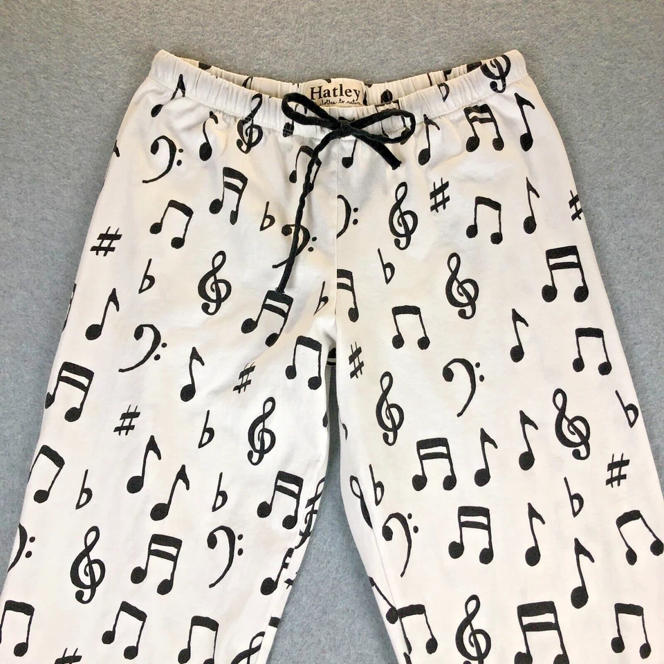 Hatley Musical Notes Jersey Pants Ivory Womens Med Stretch PJs Bottom ONLY-Flaw - Image 2 of 4