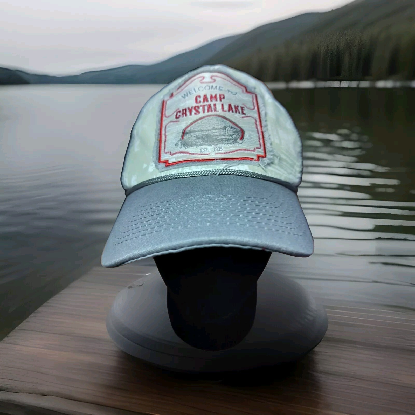 NWT Camp Crystal Lake Friday The 13th Rare Cap Hat Horror Jason W/ Pin Halloween