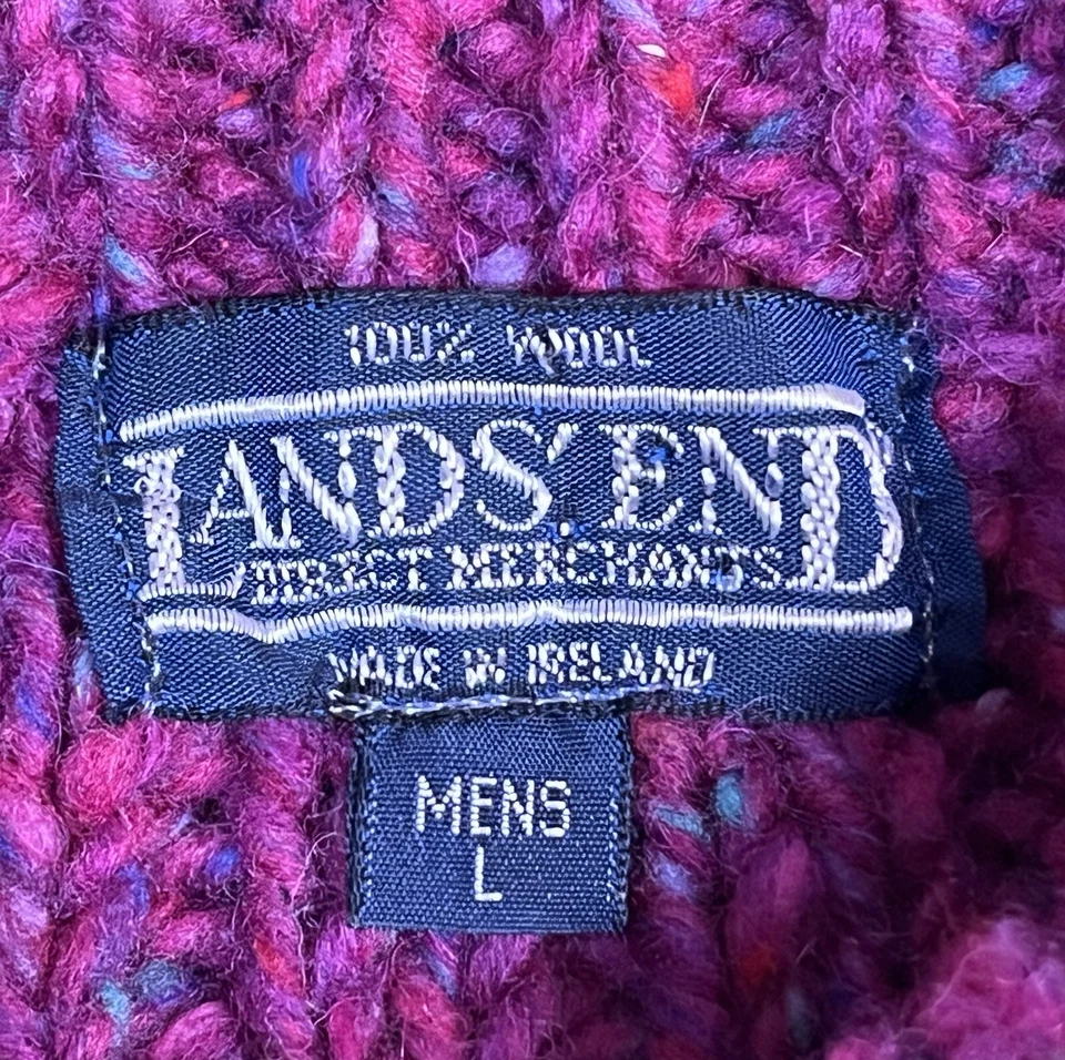 Lands End Fisherman’s Sweater Heavy Thick Wool Large Made In Ireland Vintage - Image 3 of 4