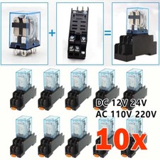 10PCS AC/DC 12/24/110/220V Coil Power Relay LY2NJ DPDT 8Pin HH62P JQX-13F W/Base