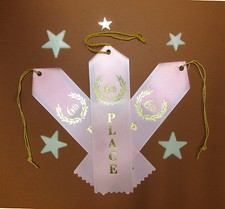 3 x SIXTH 6th PLACE AWARD Best QUALITY Ribbons w/Card  String 2x8 FAST SHIP