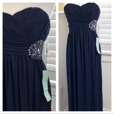 My Michelle NWT Navy Blue Strapless Formal Full-Length Gown Juniors Size 11