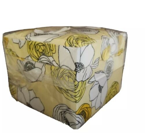 Crate& Barrel,Land of Nod Yellow Print Fabric Covered Storage Keepsake Box, NIP - Picture 2 of 9