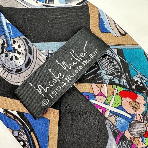 Corbata de vestir Nicole Miller 1994 para motocicleta para hombre 100 % seda cosida a mano América - Imagen 4 de 8
