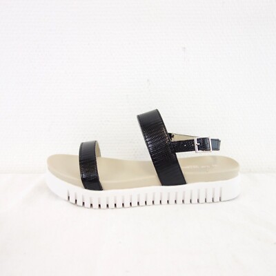Damen Sandalen Schwarz ILSE JACOBSEN Schuhe Riemchen Leder Reptilprägung Neu