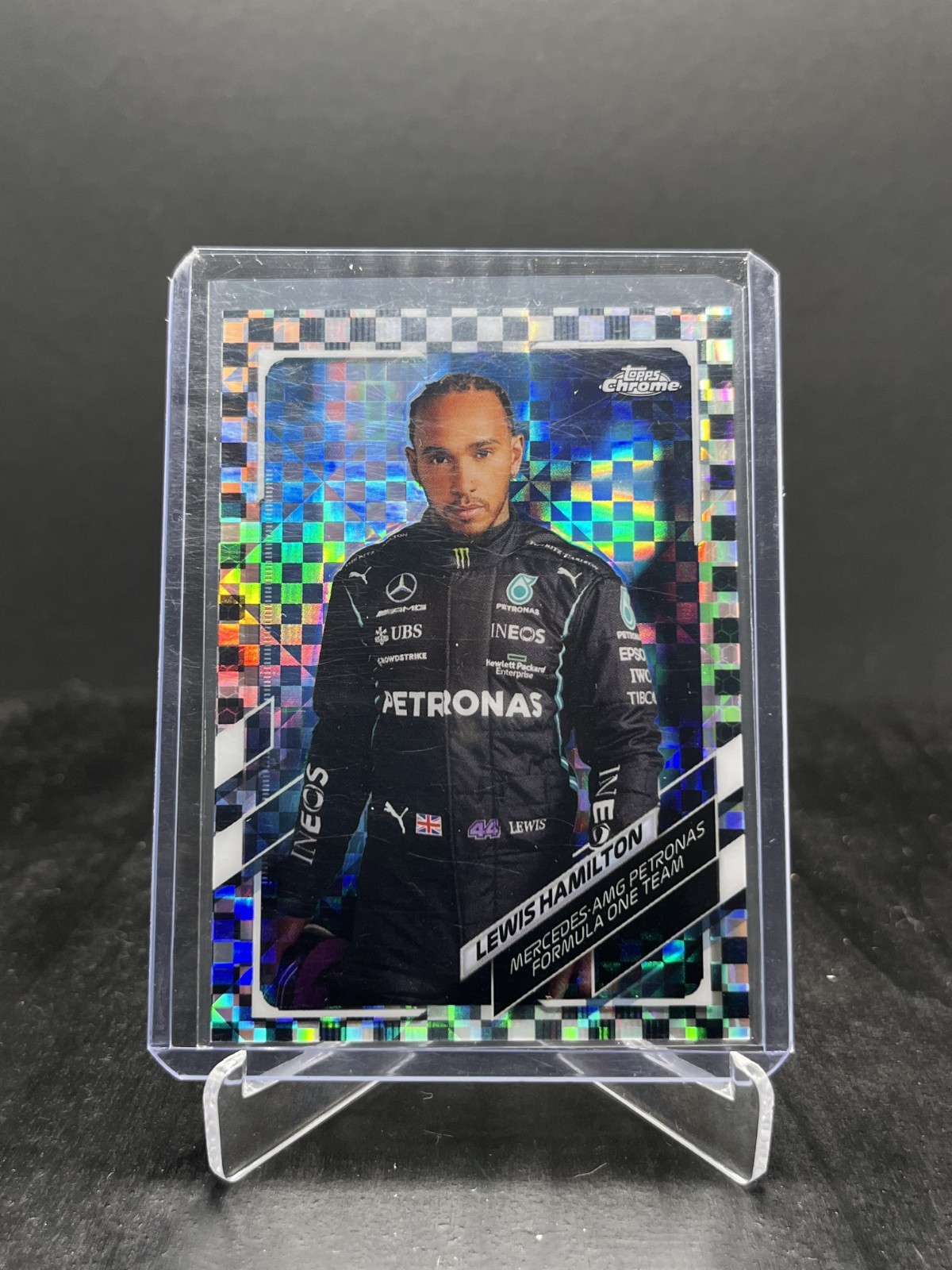 2021 Topps Chrome Formula 1 F1 Lewis Hamilton Portrait Checker Flag #1