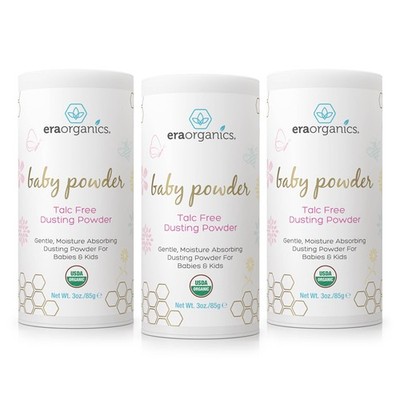 Era Organics Talc-Free Organic Baby Powder - 3 Ounce (Pack of 3), No Color
