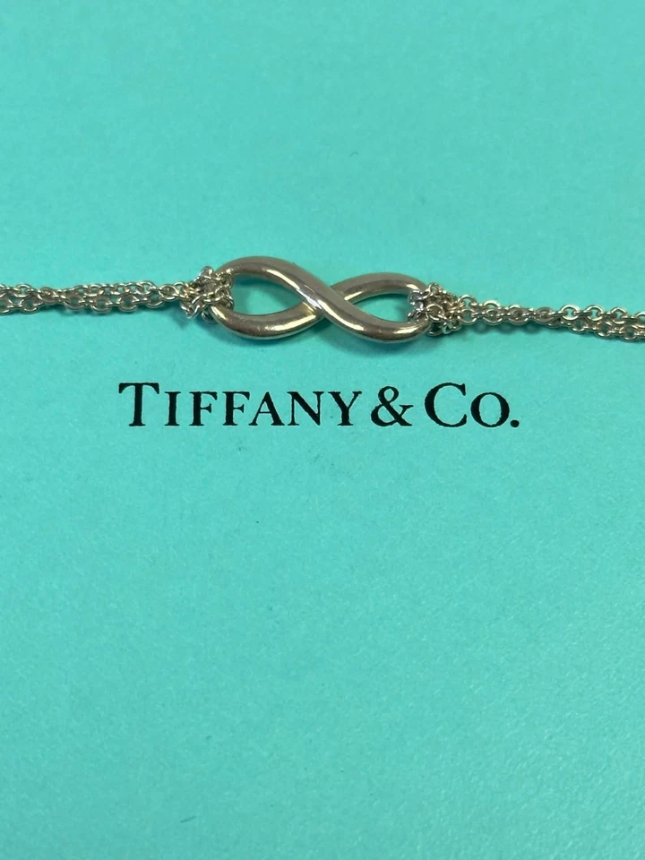 Tiffany & Co. Infinito Eterno Colgante Doble Cadena Collar Plata 16" Foto 4 de 4