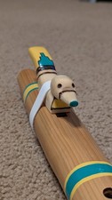 Handmade F Native American Style Wooden Flute with Turquoise Inlay, 29 Inch