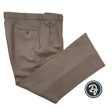 1980's 38 x 33 Polo by Ralph Lauren Light Brown Heavy Knit Pleated Wool Trousers