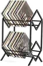 2-Tier-Vinyl-Record-Storage-Holder With Dividers, 200 LPs Albums Storage Rack...