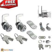2 Pack Waterproof Tubular Cam Locks - Keyed Alike with 4 Keys Included