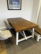 Farmhouse Style Large Rustic Oak Dining Table With Bench (£350)