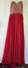 ALYCE PARIS RED BEADED PROM / BANQUET / ELEGANT EVENING DRESS SIZE 6