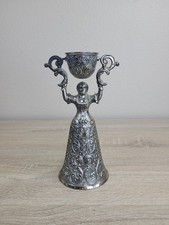 Campana de copa de boda vintage plateada doble copa tostada mujer Japón
