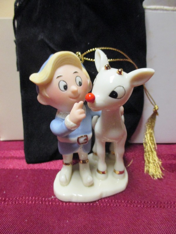 Lenox 2003 "Rudolph & Hermey Glowing Friendship" Christmas Ornament