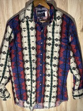 Vintage Wrangler Men s Medium Southwestern Aztec All Over Print Pearl Snap