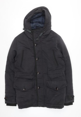 Schwarzer Parka Mantel Herren UK Größe M Burton Menswear London
