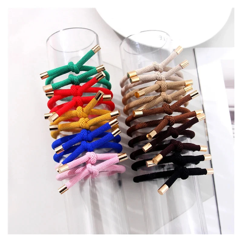 10 piezas bandas elásticas de goma para el cabello crujientes tono dorado corbatas elásticas cola de caballo Foto 4 de 4