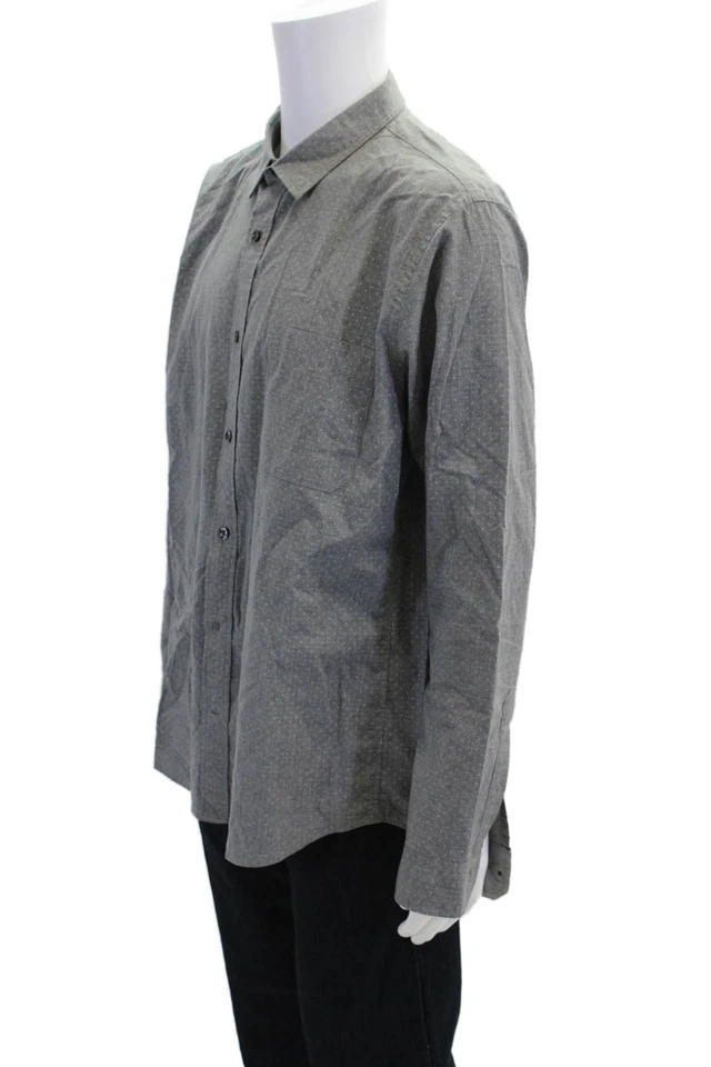 Camisa de vestir Vince para hombre con cuello estampado manga larga con botones gris talla XL Foto 2 de 4