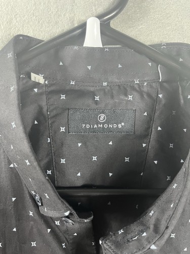 New 7 Diamonds Shirt Mens Medium Black Geometric Casual Button Up NWT Work - Picture 3 of 12