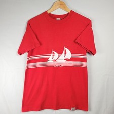 Vintage 80's Maui Hawaii Single Stitch Sailboat Graphic T Shirt Red USA Medium