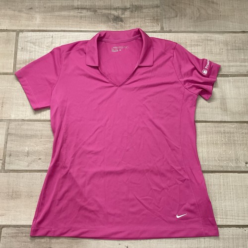 Nike Golf Women Dri-Fit Short Sleeve Polo Shirt Magenta Pink L Large Prudential