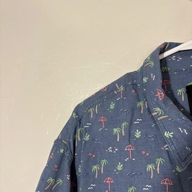 Rails Shirt Mens XL Blue Tropical Beach Carson Palm Tree Linen Button Up Casual - Image 2 of 4