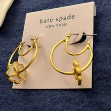 Image of Kate Spade Heritage Bloom Hoops Earrings Brand New