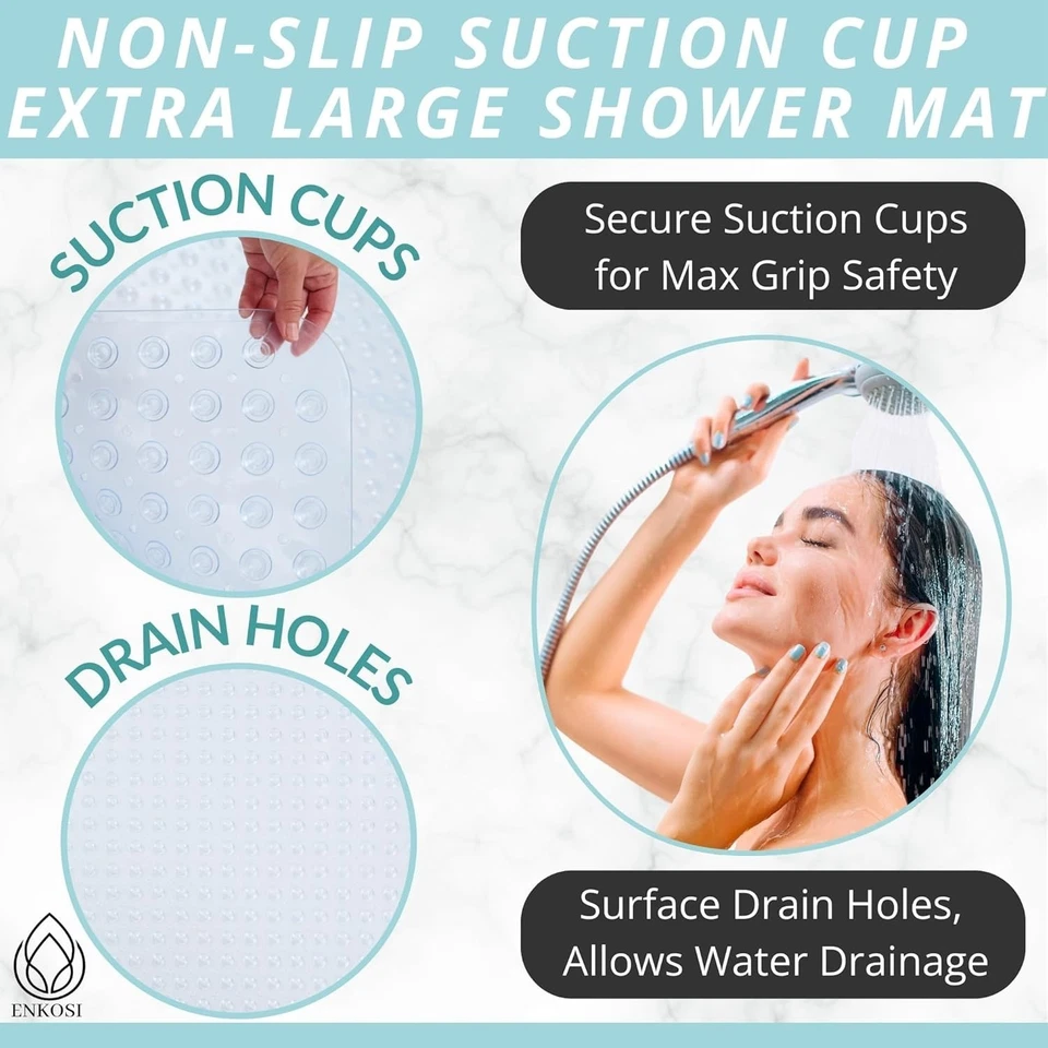Alfombra de ducha de baño XL - Ventosas seguras - 47x32 Foto 4 de 4