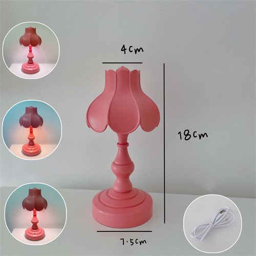 (Rose Red)Desk Lamp Retro Leaf Ingenious Lovely 3 Light Sources Small T AU - Picture 2 of 5