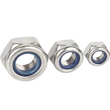 M6 to M20 Fine Pitch Thread A2 Stainless Steel Nyloc Nylock Lock Nuts DIN 985
