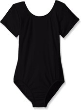 Jacques Moret Big Girls' Dance Short Sleeve Basic Leotard Black, Small