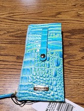 NWT Brahmin Credit Card Wallet Cotton Candy Ombre Crocodile Embossed