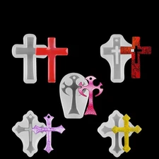 NEW 5 IN 1 DIY Silicone Cross Resin Mold Jewelry Epoxy Making Casting Mould Tool
