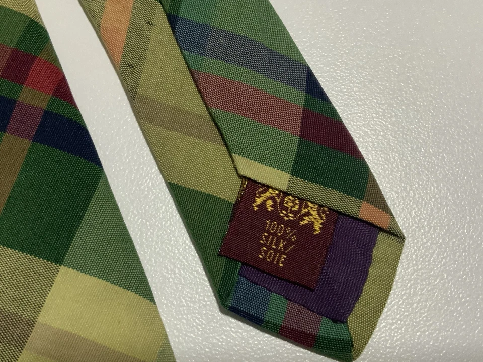 Corbata para hombre POLO BY RALPH LAUREN M.I.Canadá patrón a cuadros verde 3,1/5"- 58" PEC. Foto 3 de 4