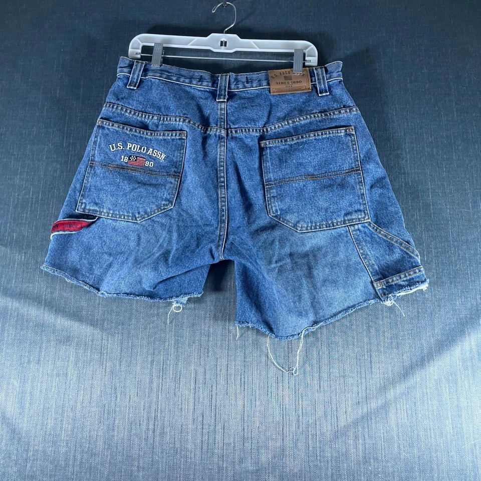 Polo vintage de Estados Unidos Assn. Pantalones cortos para hombre talla 33 azul dobladillo crudo denim desgastado Foto 2 de 4